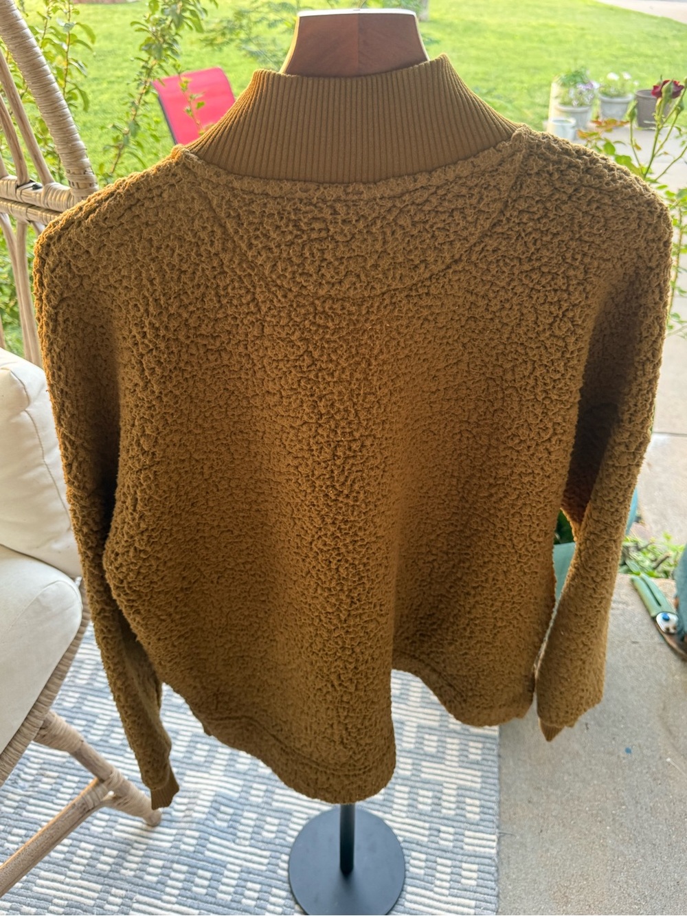 Aerie Camel Brown Fleece Sherpa Quarter-Zip Turtleneck Pullover Size XS - Picture 15 of 16